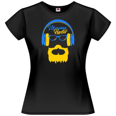 Чорна жіноча футболка "Ukrainian Hipster", XS